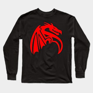 Abstract Red Winged Dragon Design Long Sleeve T-Shirt